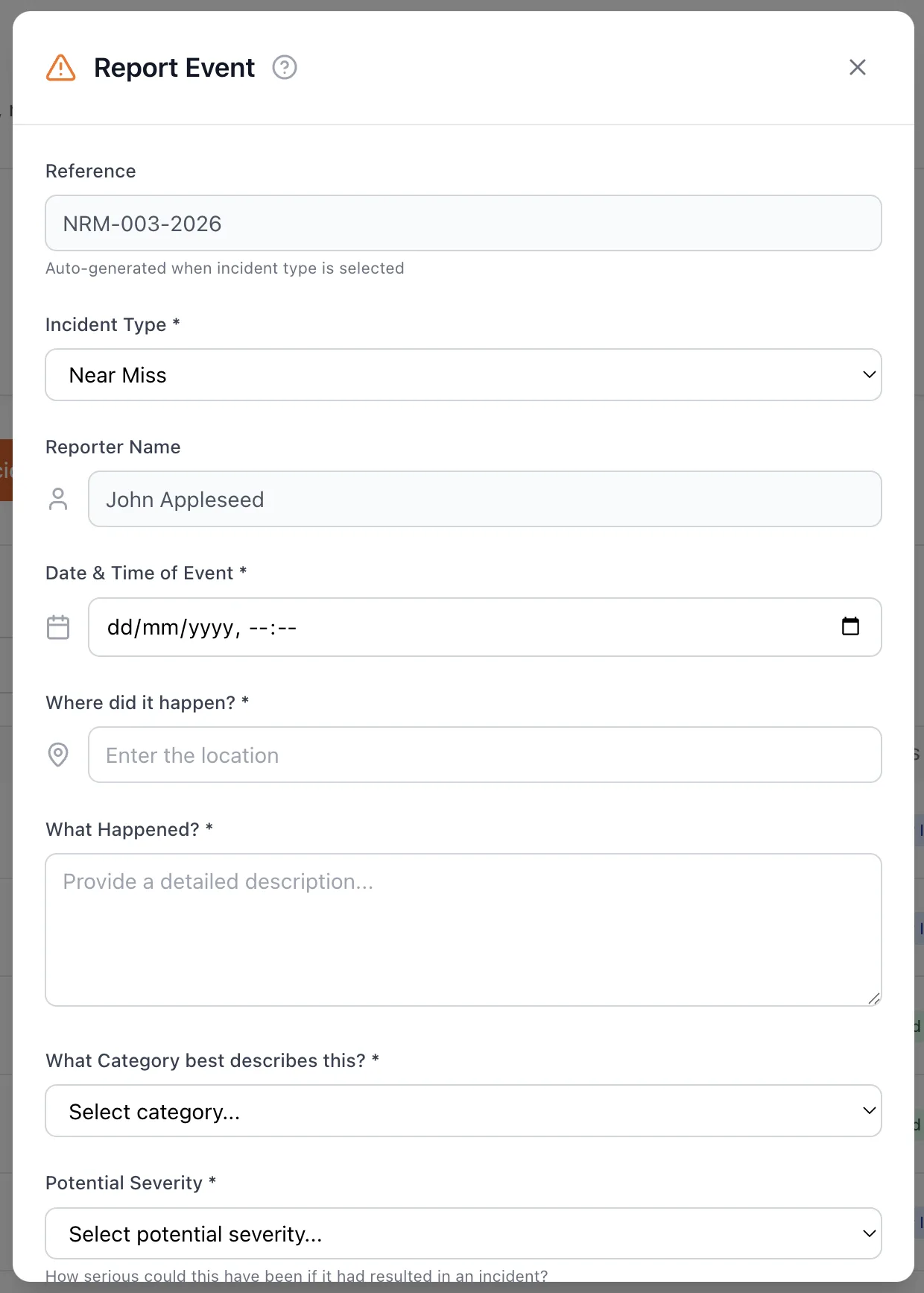 Easy Incident Reporting in Safety Mate®